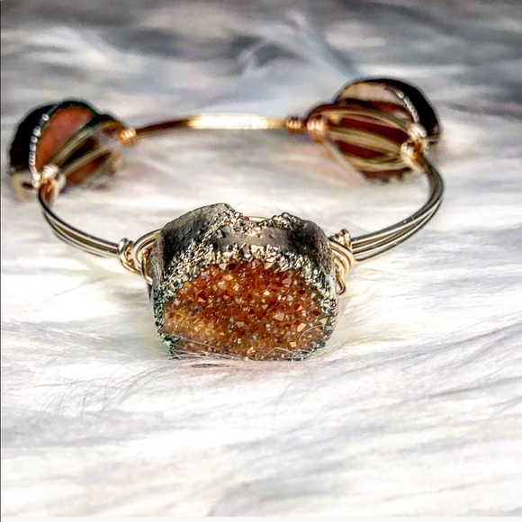 β¨LAST! Handmade Druzy Stone Wire Wrapped Bangle - Picture 5 of 9